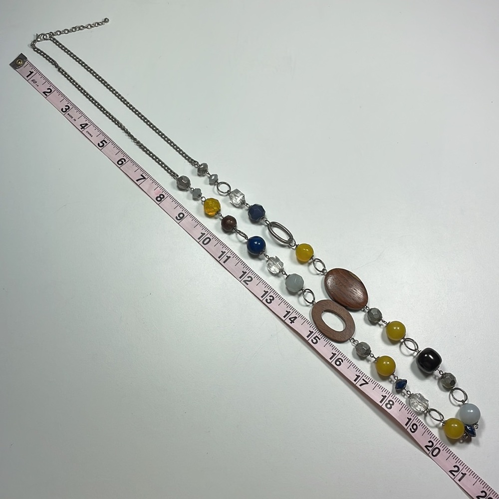 Multi-color wooden beads long necklace - Picture 8 of 8